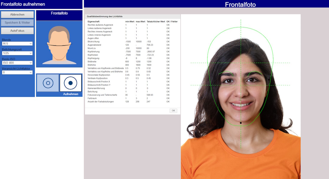 LiveScan web: AZR-Erstregistrierung - erstellen eines biometrischen Lichtbildes