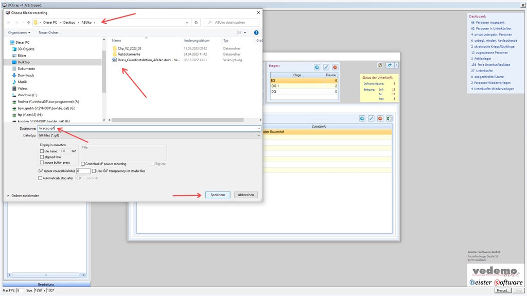 LICEcap GIF Aufnahme speichern